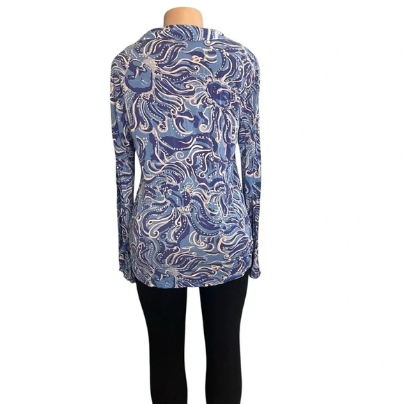 Lilly Pulitzer PJ Button Front Knit Ruffle Top Blue - Picture 6 of 10